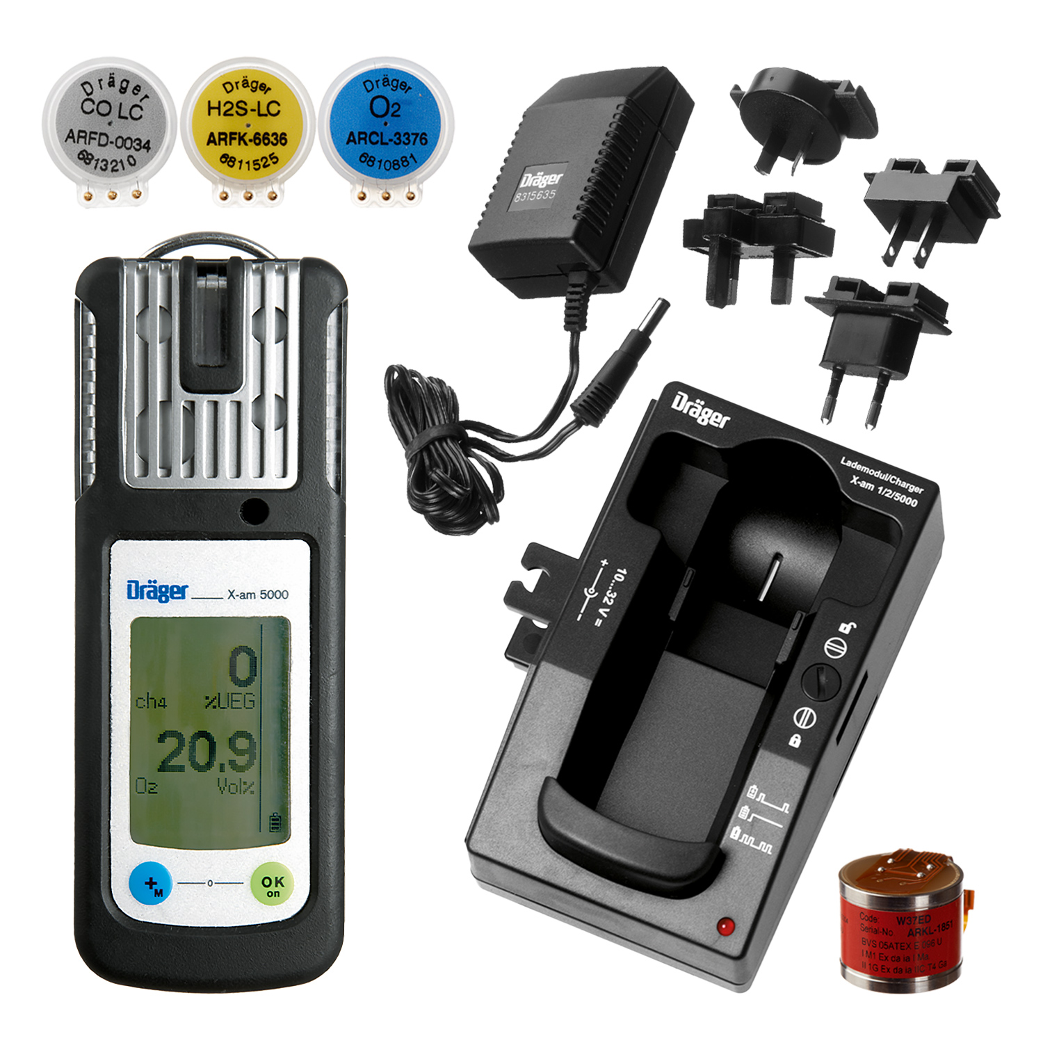 Mehrgasmessgerät X-am 5000 Komplettpaket Ex (katalytisch), O2, CO, H2S