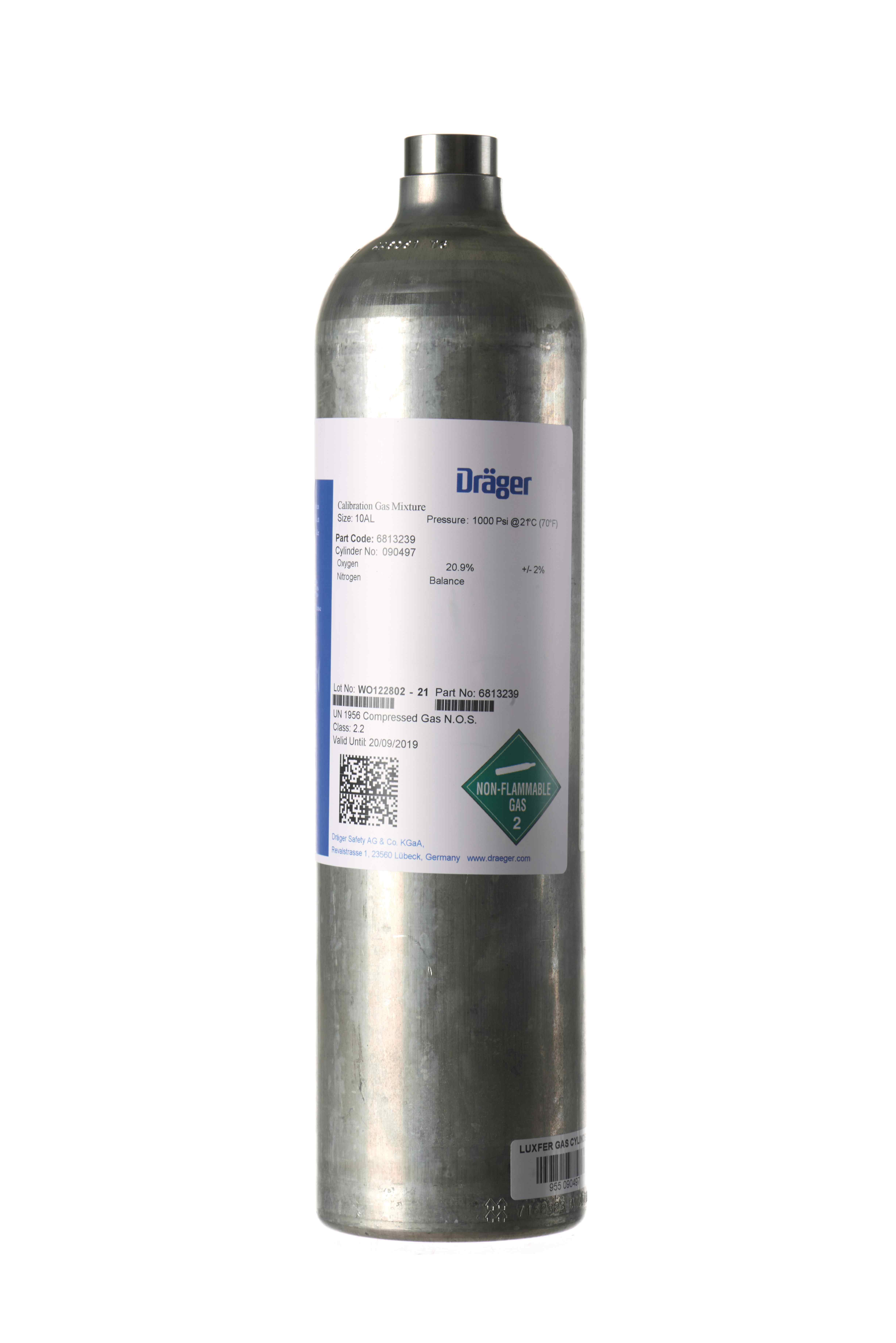 Dräger Calibration Gas Methane 2.5 vol% in Air, 112 L