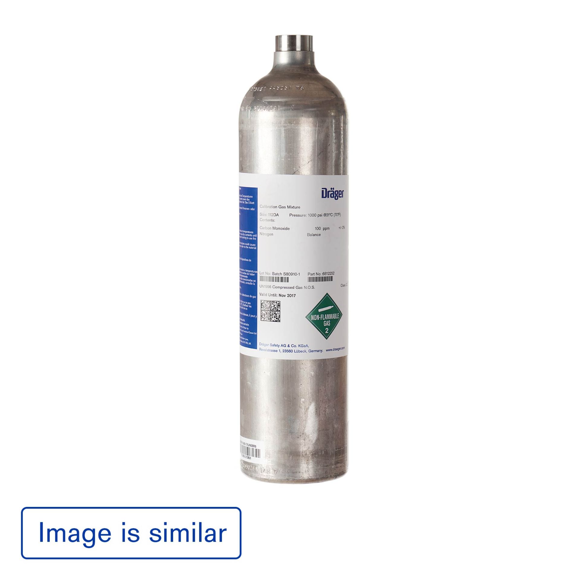 Test Gas H2S 100 ppm in N2 58 Liters, 35 bar